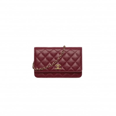 CHANEL WALLET ON CHAIN IN SHINY GRAINED CALFSKIN STRASS AND GOLD TONE METAL (19*12*3cm) 